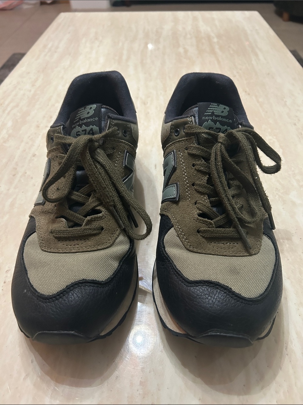 New Balance Men’s Olive, Black & Tan Low-Top Sneakers